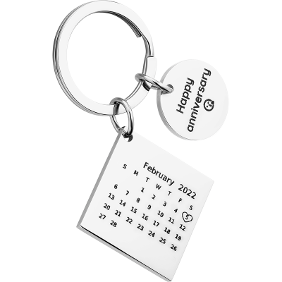 Porta-chaves Gravado com Calendário Quadrado e...