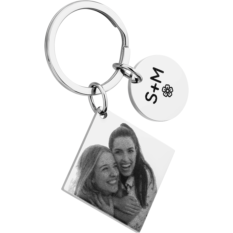 Porta-chaves Gravado com Foto em Formato Quadrado e Circular Personalizado
