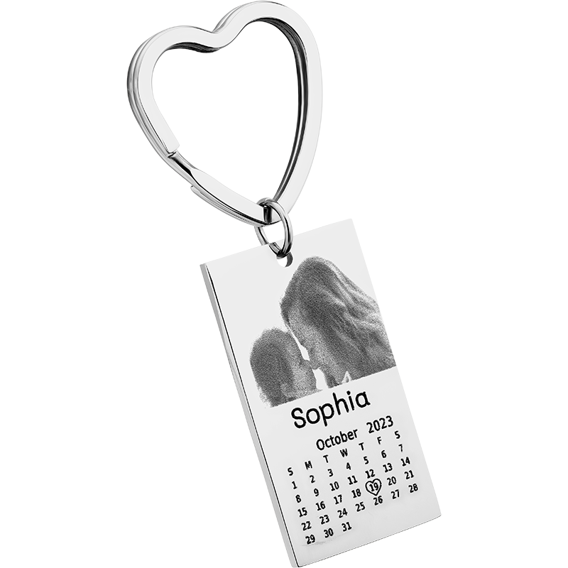 Porta-chaves com Foto, Texto e Calendário Gravados