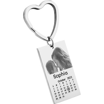Porta-chaves com Foto, Texto e Calendário Gravados