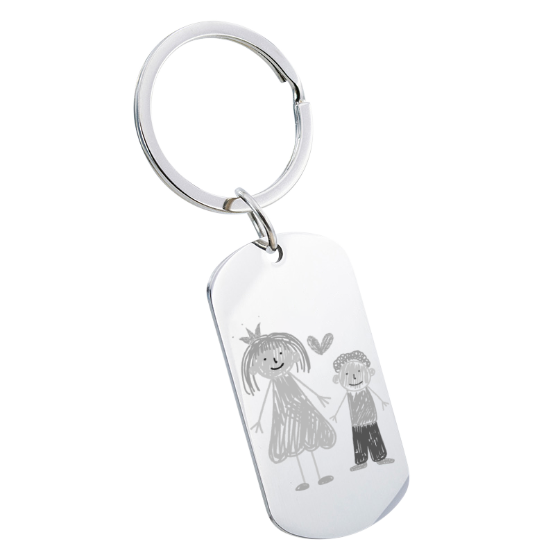Porta-chaves Estilo Chapa Militar com Desenho Gravado Personalizado