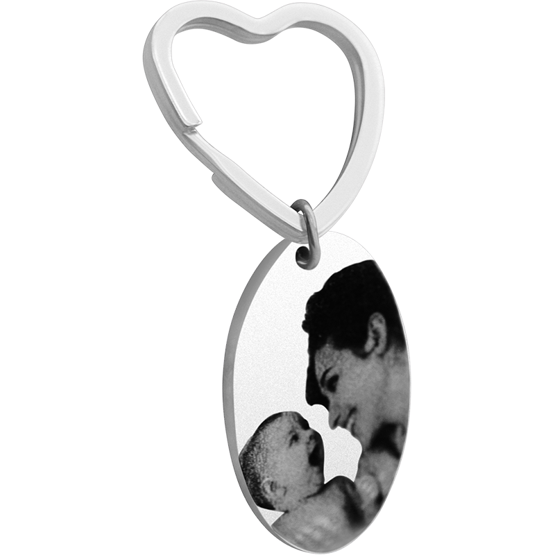 Porta-chaves Oval com Foto de Cão ou Gato Gravada Personalizado