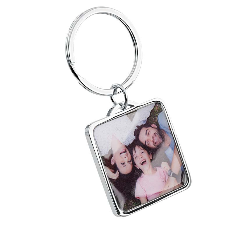 Porta-chaves Quadrado de Luxo Personalizado com Fotografia de Cão ou Gato