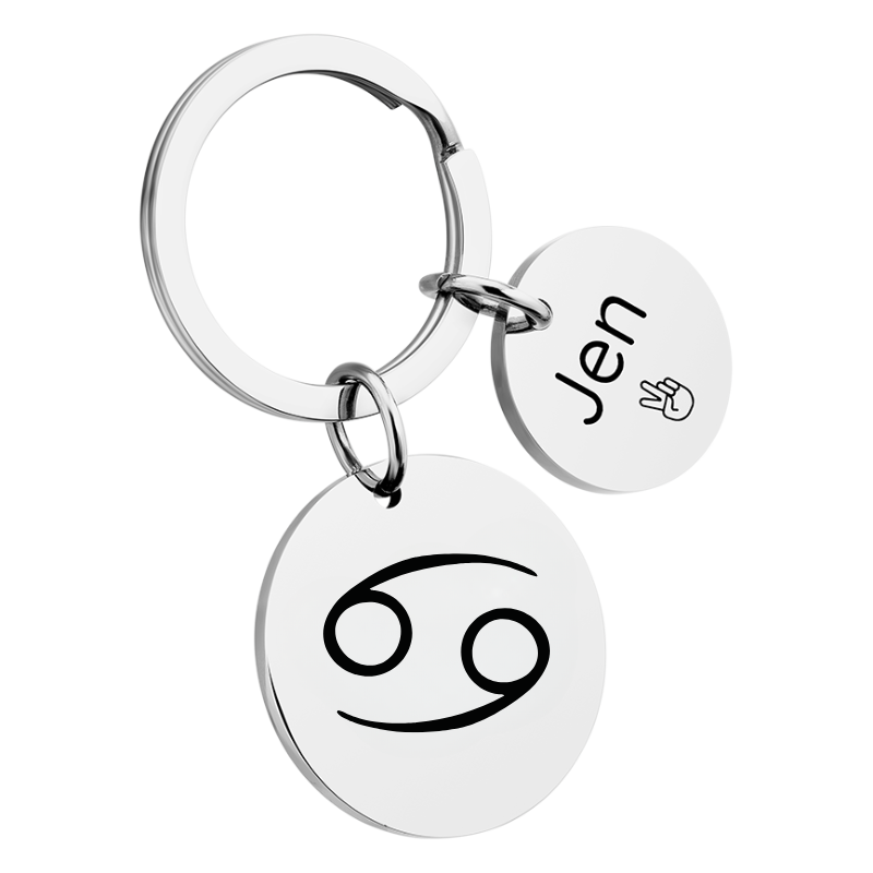 Porta-chaves Circular Personalizado com o Signo do Zodíaco