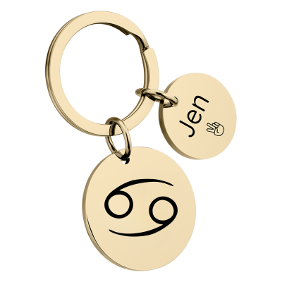 Porta-chaves Circular Personalizado com o Signo...